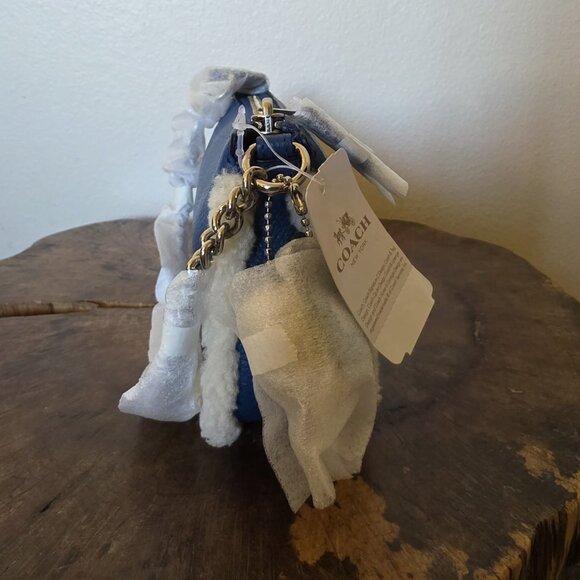 Coach Nolita 19 Shearling Pebble Leather Wristlet Bag Slate Blue Chain Strap NWT - Picture 15 of 16